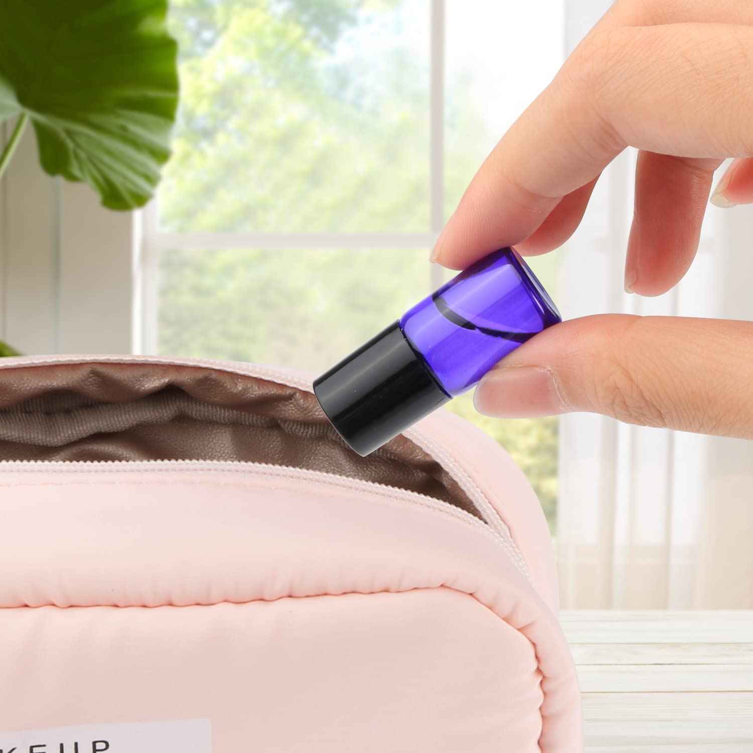 Furnido Pack of 50,2ml (5/8 Dram) Glass Roll on Bottle Mixed Color Sample Test Roller Essential Oil Vials Stainless Steel Roller Balls With Black Cap For Aromatherapy,Perfume Oils-Pipette included