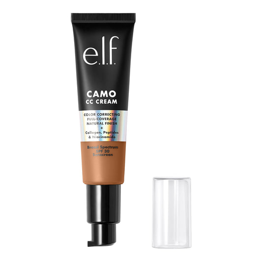 e.l.f. Camo CC Cream, SPF 30 Color-Correcting Medium-To-Full Coverage Face Foundation, Delivers An Airbrushed Finish, Vegan & Cruelty-Free, Tan 460 W