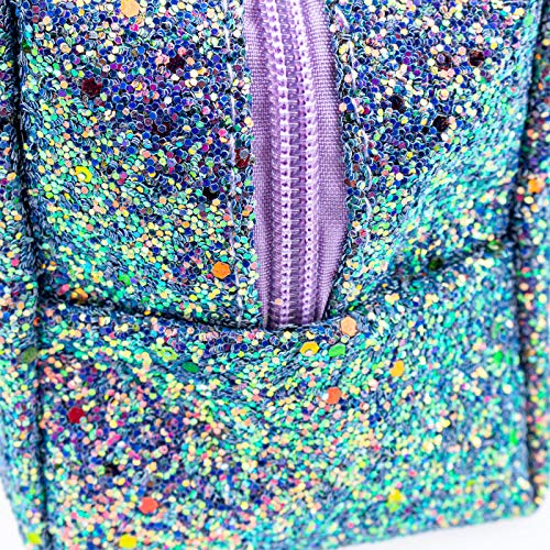Purple Glitter Cosmetic Pouch,Small Zipper Makeup Bags,Travel Waterproof Toiletry Bag Organizer Shine Makeup Pouch Bag for Women Birthday Gift