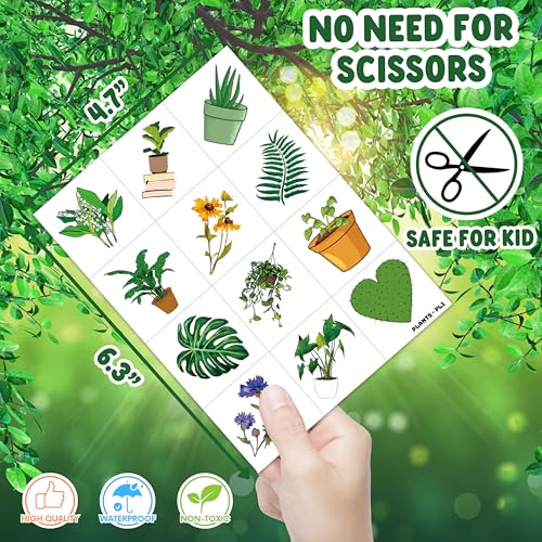 96 PCS Plants Save The Earth Day Pre-Cut Temporary Tattoos Themed Birthday Party Decorations Favors Supplies D?cor Environment Tree Flowers Tattoo Stickers Gifts For Game Boys Girls Classroom School
