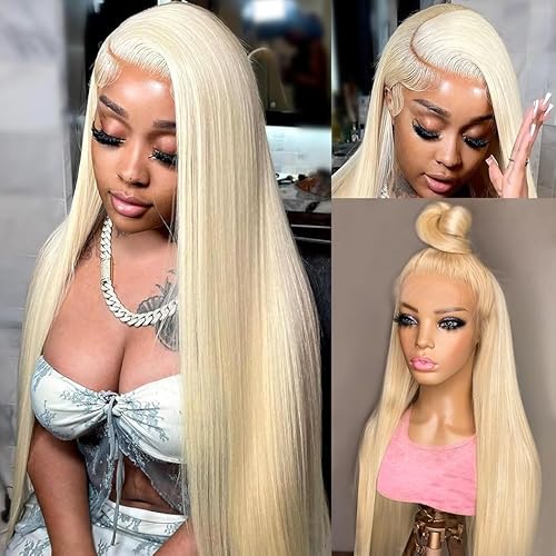 613 Lace Front Wig Human Hair 13x4 HD Transparent Lace Frontal Wigs for Women 10A Straight Blonde Lace Front Wigs Glueless Pre Plucked With Baby Hair 22 Inch 613 Blonde Lace Front Wig 150% Density