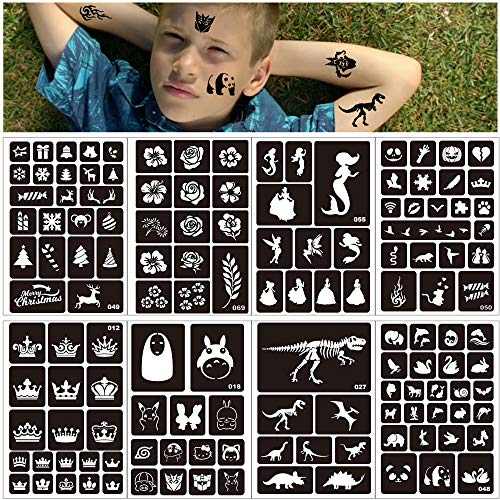 Konsait 262pcs Temporary Tattoo Stencils for Kids - Face & Body Art Kit