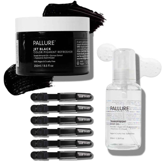 Pallure Color Pigment Refresher Mask Shine Kit, Semi Permanent Hair Color Depositing Conditioner, 8.5 Oz Jet Black