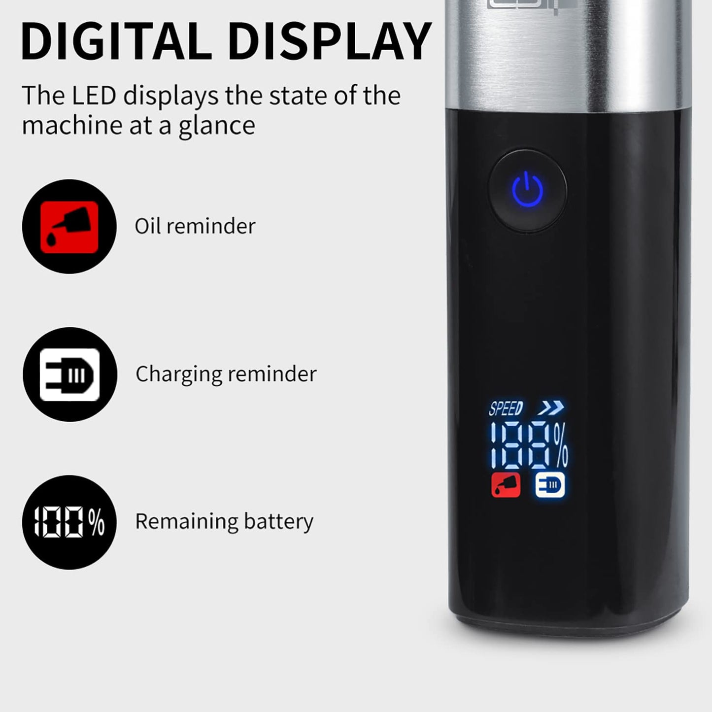 DSP IPX7 Waterproof LED Display Beard Trimmer for Men - Zero Gapped Hair Trimmer with T Outliner Blade, USB Charging, Stainless Steel Blades, Ideal Clippers for Barber Use