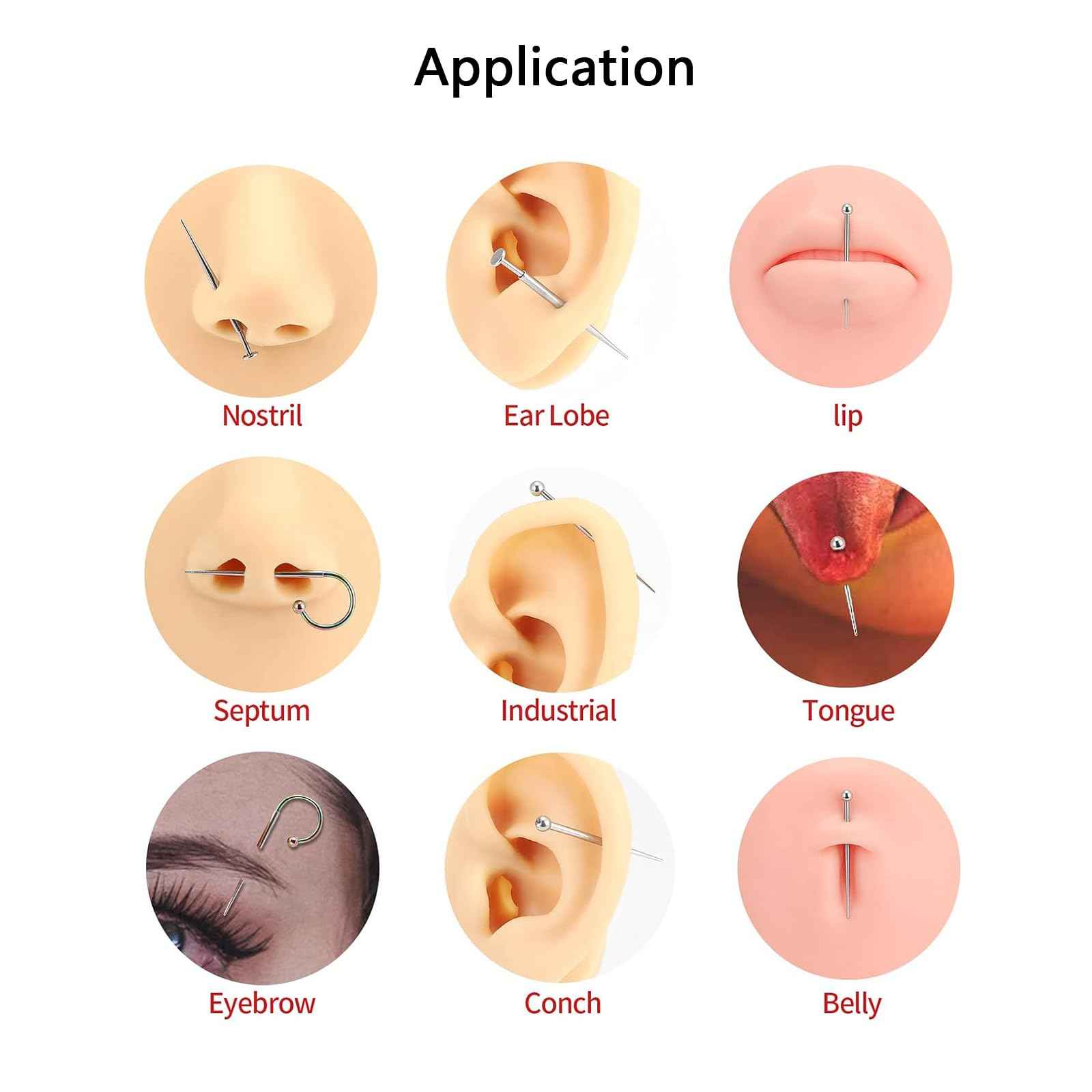 WOLAYI 16G 18G 20G Piercing Taper, G23 Titanium Threadless Insertion Pin Changing Tools, Flatback Earring Applicator Tool for Piercing Jewelry Cartilage Earrings Labret Studs Nose Stud Stretcher (2Pcs, 16G, Curved&Straight)