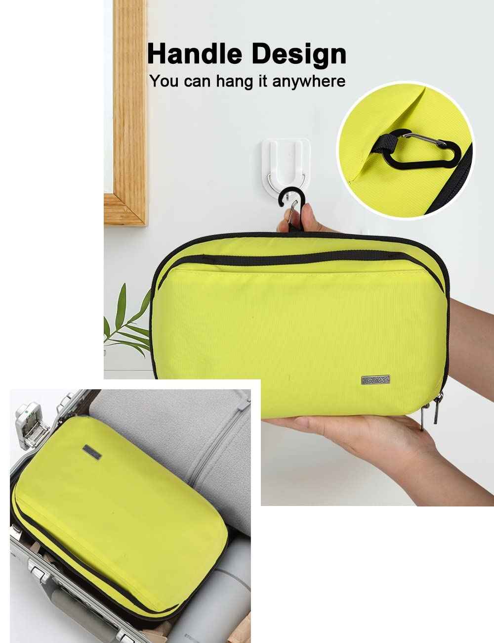 GOX Travel Toiletry Bag For Men, Dry Wet Separate Travel Toiletry Bag, Dopp Kit Case For Travel, Cosmetics Organizer Pouch (Lemon Lime)