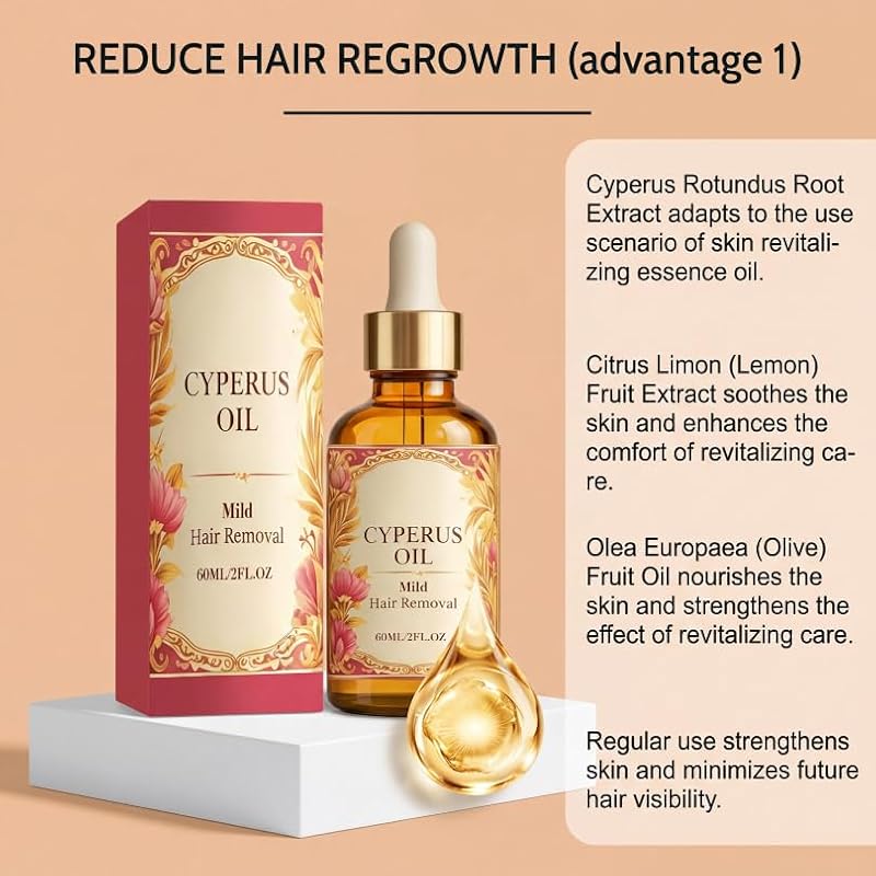 GROTOLY Cyperus Rotundus Oil 60ml/1oz - Herbal Hair Removal & Moisturizing Oil