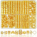 230 Pcs Gold Hair Cuffs & Rings for Braids and Dreadlocks