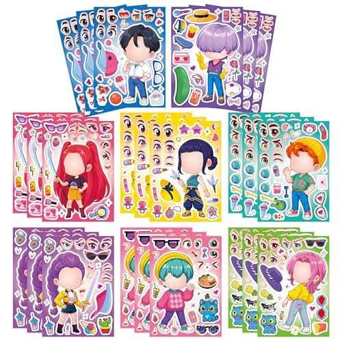 32 Mixed Demon Character Stickers Pack for Kids