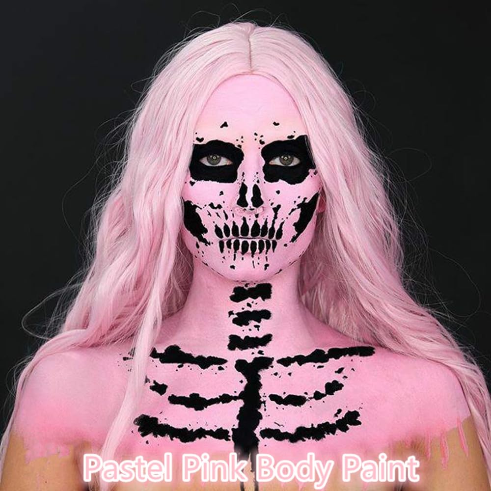 Go Ho Pastel Pink Body Paint Washable(2.37 oz,70 ml),Water Based Cream Pastel Pink Face Body Paint for SFX Cosplay Costumes Festivals Halloween Makeup