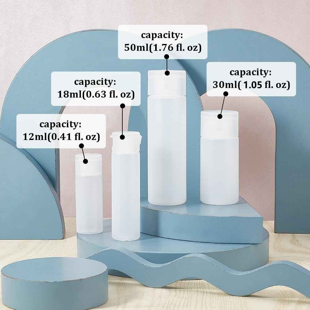 BENECREAT 8 Pack 50ml 1.7oz Clear Squeezable Plastic Sample Flip Cap Bottle Refillable Travel Containers for Makeup Cosmetic Toiletries Liquid