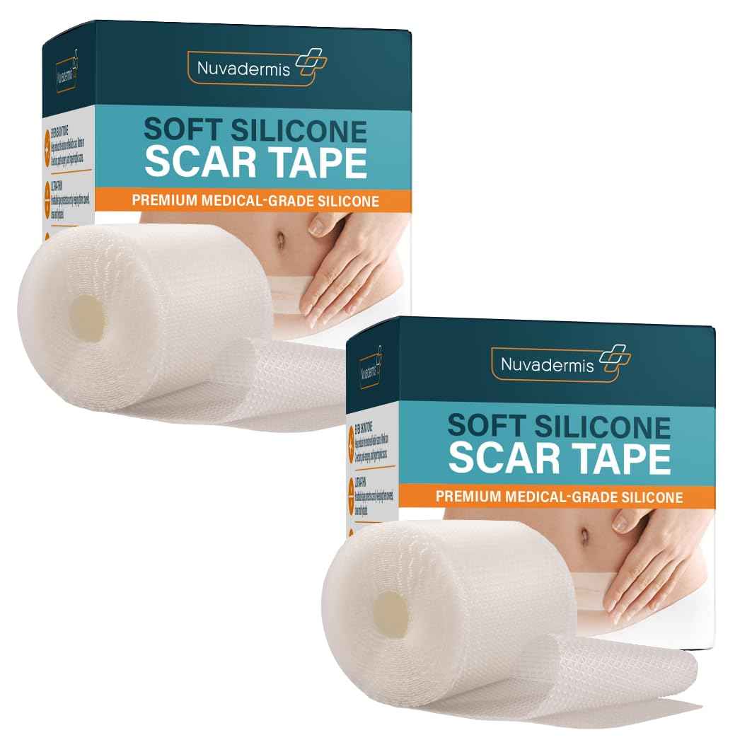 NUVADERMIS Clear Silicone Scar Tape for Surgical Scars - 120" x 1.5" Rolls - Section, Tummy Tuck, Keloid, and Surgical Scars - Reusable Medical Grade Silicone Scar Tape - Pack of 2