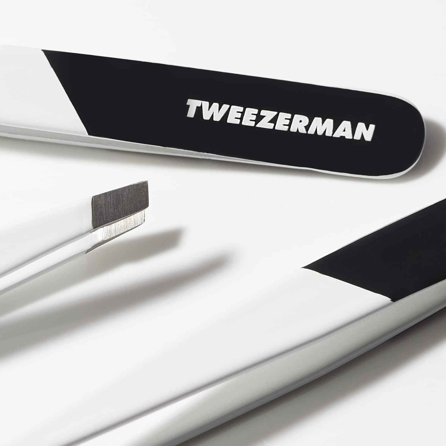 Tweezerman Stainless Steel Slant Tweezer - Eyebrow Tweezers for Women and Men (Midnight Strike)