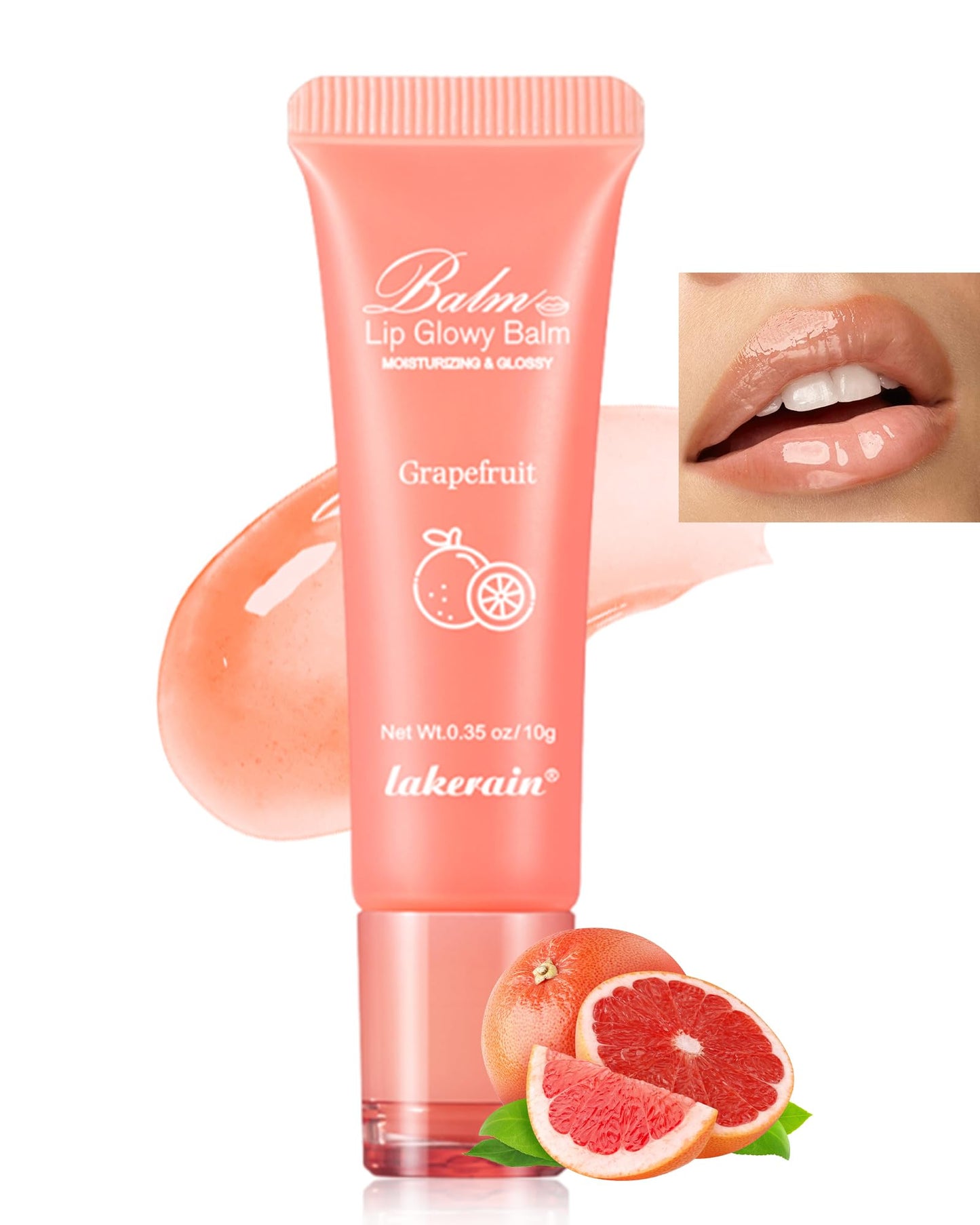 Hydrating Lip Glowy Balm, Ultra-Nourishing Lip Balm for Dry Cracked Lips, Moisturizer Lip Repair Sleeping Lip Mask, Day and Night Lip Care Therapy Treatment,Glossy Smooth Lip Butter Balm-03#Grapefruit