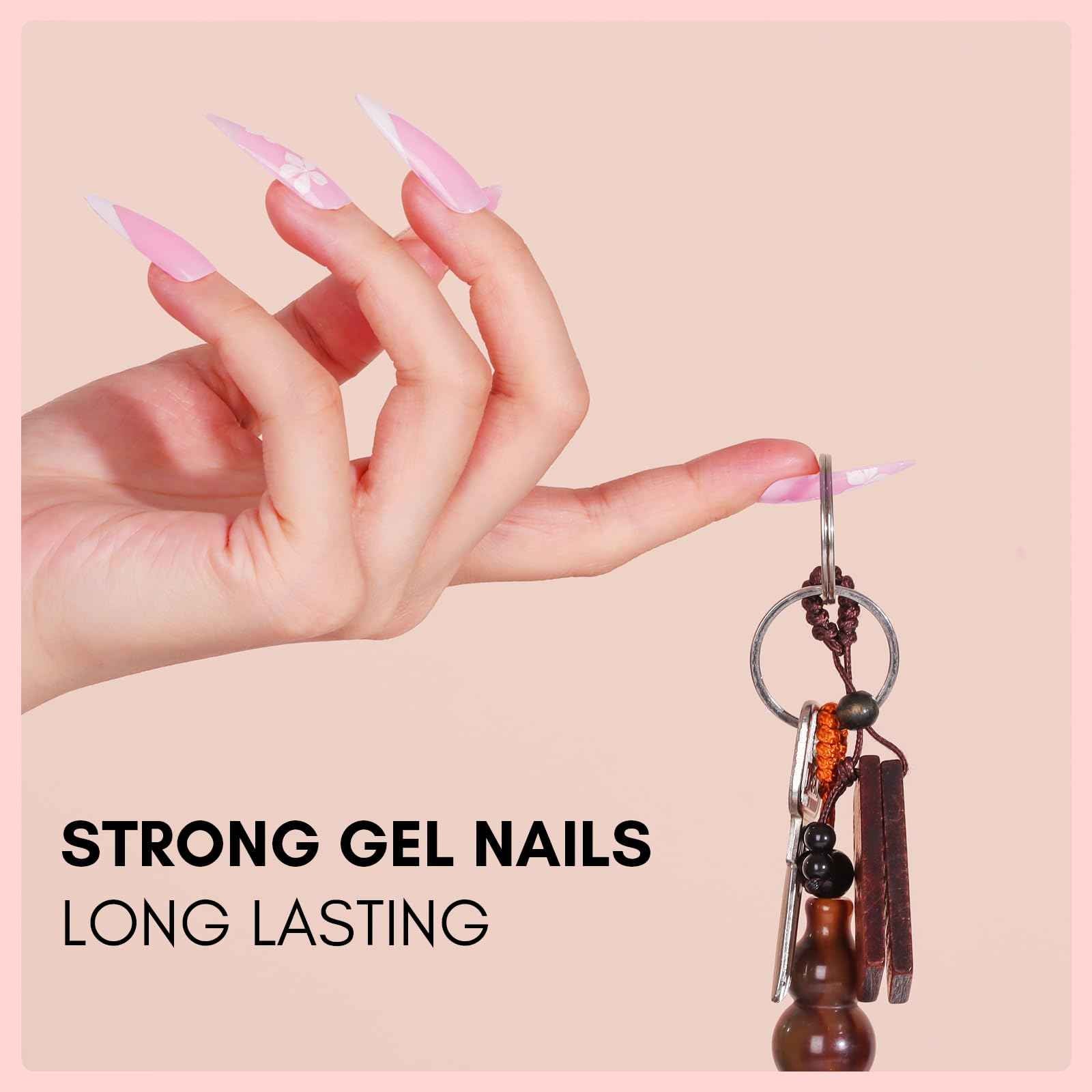 Makartt Poly Nail Gel Kit, 6 Pcs Clear Pink White Colors Builder for Extension Set, Long Lasting Hard Gel for Nails Strengther, All in One Nail Thickening Solution Kit Salon Home French Manicure