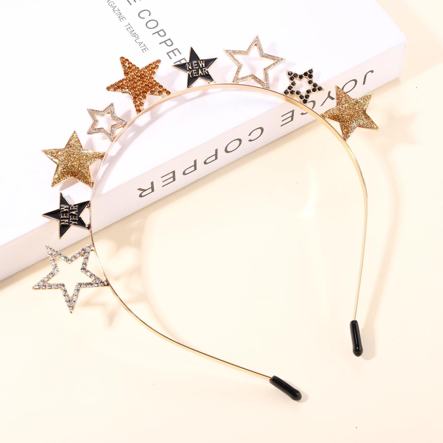 YAHPERN Happy New Year Headbands for Women Rhinestone New Year’s Eve Hairbands New Year Party Supplies Hair Accessory Gifts (Star B)