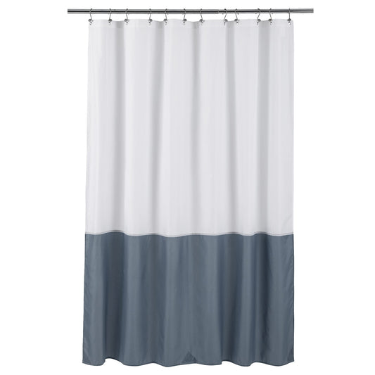 ALYVIA SPRING Waterproof Fabric Shower Curtain Liner - Soft & Light-Weight Cloth Shower Liner, 3 Bottom Magnets, Hotel Quality & Machine Washable - Standard Size 72x72, White and Stone Blue