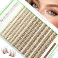 KEYYOU Brown Lash Clusters C Curl 8-16mm Natural Invisible Band