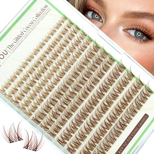 KEYYOU Brown Lash Clusters C Curl 8-16mm Natural Invisible Band