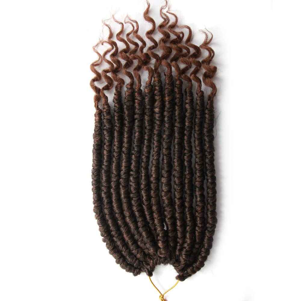 Passion Twist Crochet Ombre Brown Twist Hair - 8 Packs, 12 Inch Short Crochet Braids, Spring Twist, Curly Ends