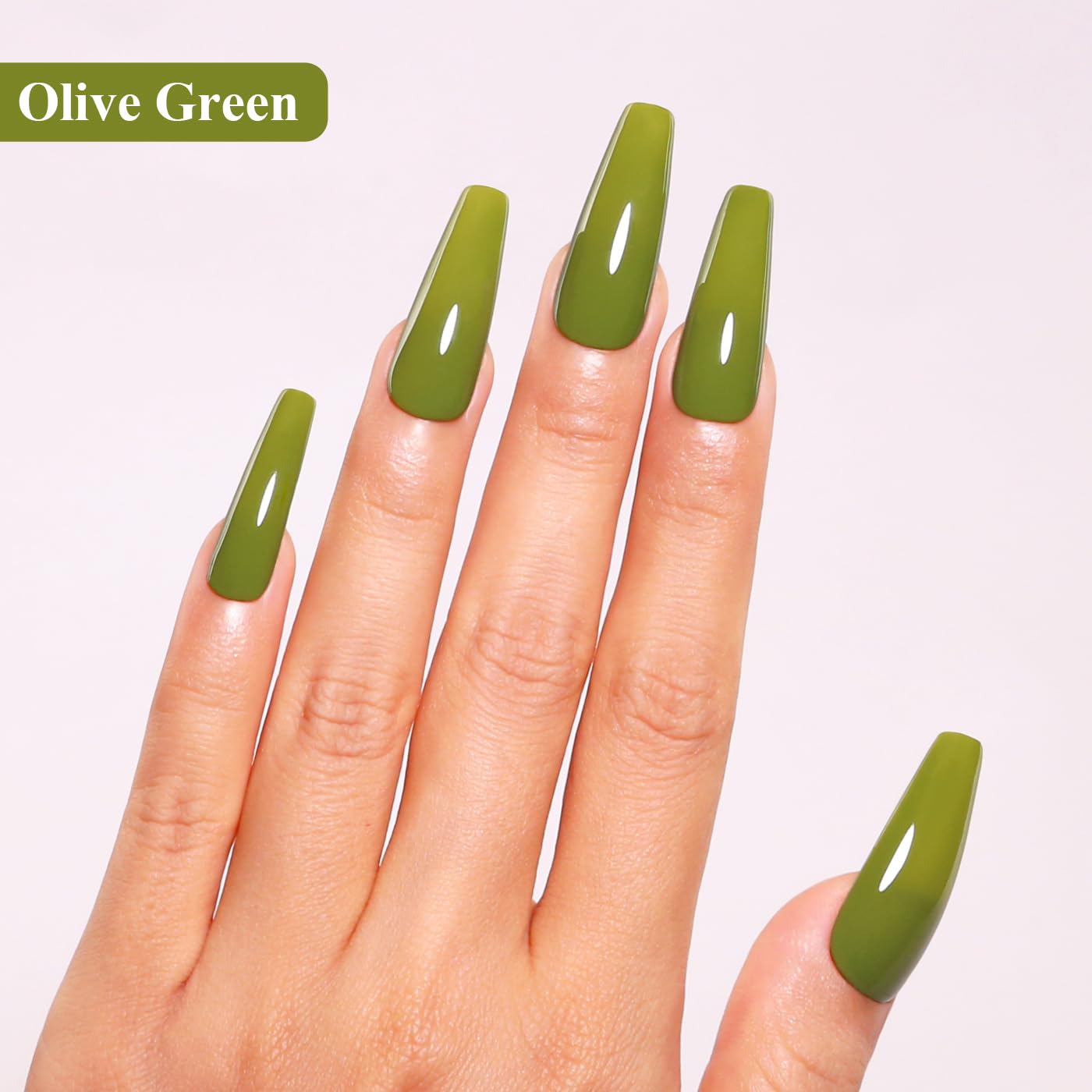 Imtiti Green Gel Nail Polish, 15ML Olive Green Gel Polish Soak Off LED UV Nail Gel Polish Autumn Winter Gel Nail Polish DIY Nail Art Starter Manicure Salon Gel Nail Kit