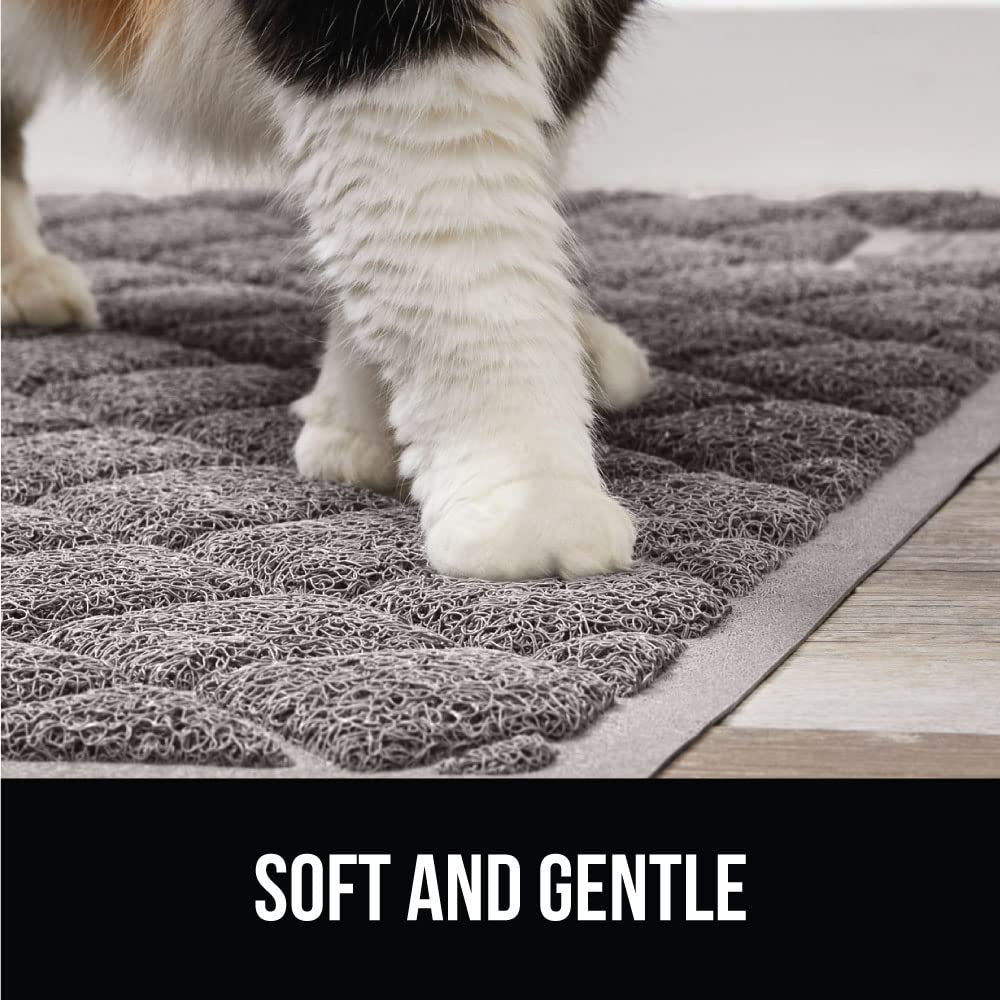 The Original Gorilla Grip Water Resistant Cat Litter Box Trapping Mat, Easy Clean, Textured Backing, Traps Mess for Cleaner Floors, Less Waste, Stays in Place for Cats, Soft on Paws, 24x17 Gray