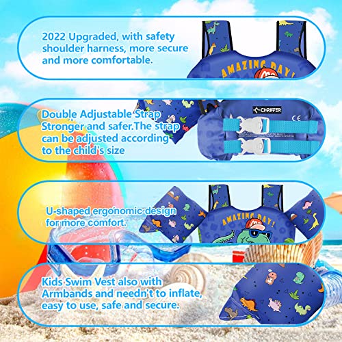 Chriffer Kids Swim Vest Life Jacket for 22-66 Pounds Boys and Girls, Toddler Floaties with Shoulder Harness Arm Wings for 2,3,4,5,6,7 Years Old Baby