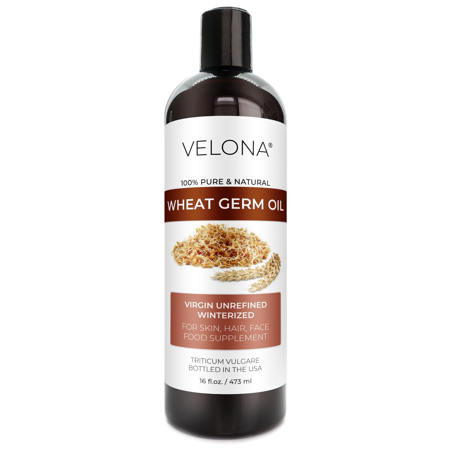 Wheat Germ Oil USP Grade by Velona - 16 fl oz | 100% Pure and Natural Carrier Oil | Unrefined, Winterized | Cooking, Face, Hair, Body & Skin Care | Use Today - Enjoy Result