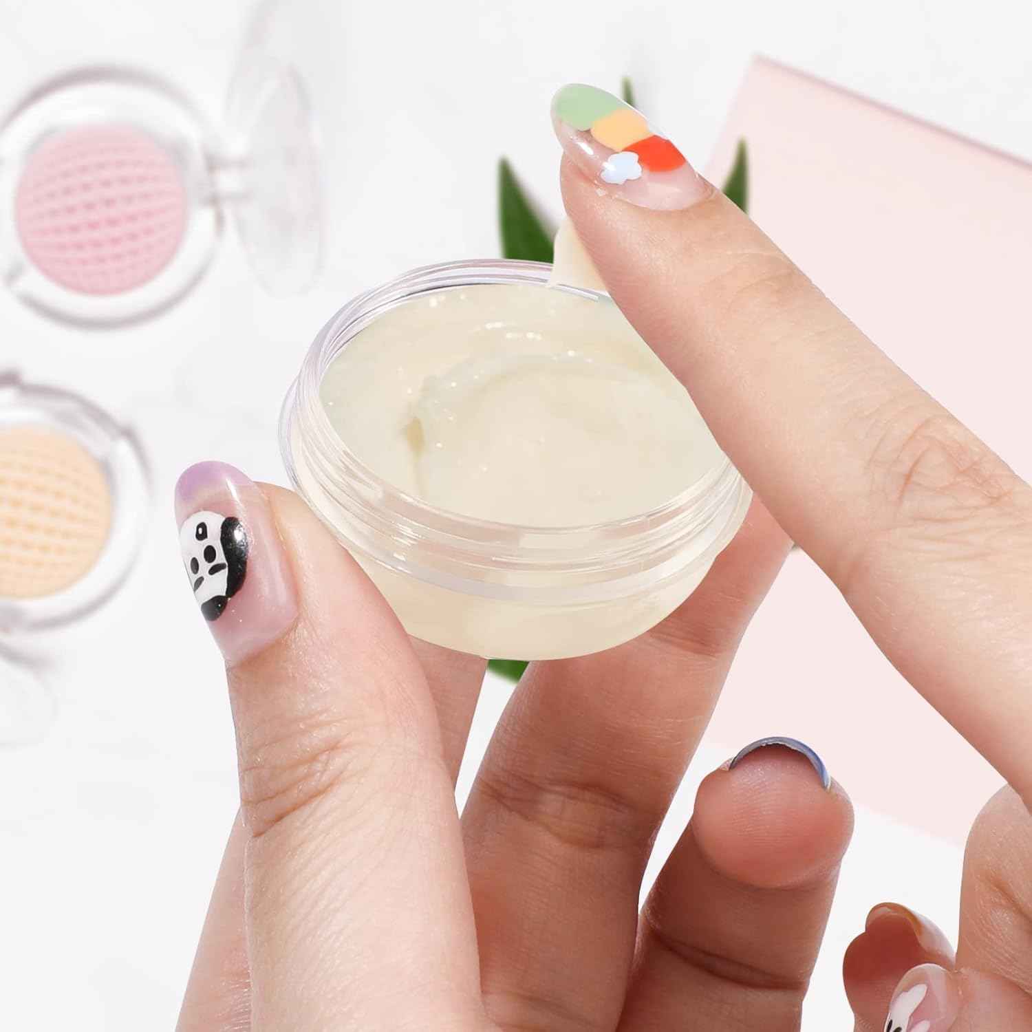 RONRONS Leak Proof Mini Travel Jars, Travel Containers for Creams with Lids and Labels, Travel Bottles Lip Balm Cosmetic for Jewelry Case Toiletries Moisturizer Plastic Small Jar 5 Pcs 10ml