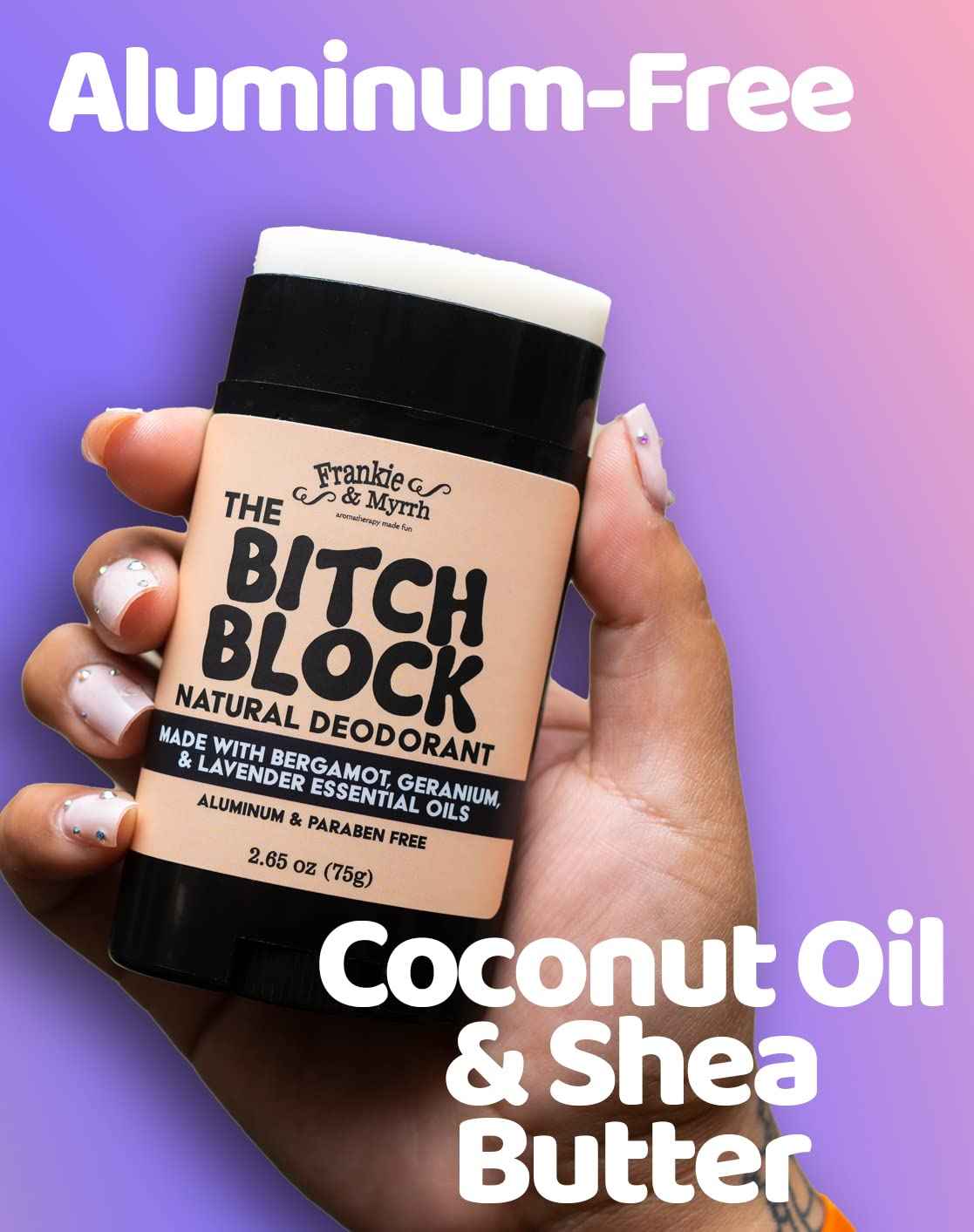 Frankie & Myrrh B!#ch Block Deodorant 2-Pack | Bergamot, Geranium, Lavender | Natural with Essential Oils | Aluminum-Free (256 oz) | Paraben & Phthalate Free