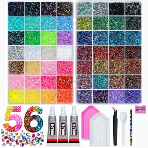 2 Boxes Bedazzling Rhinestones Kit 56 Colors 3mm with All Tools & Glue - BAOYAALIN