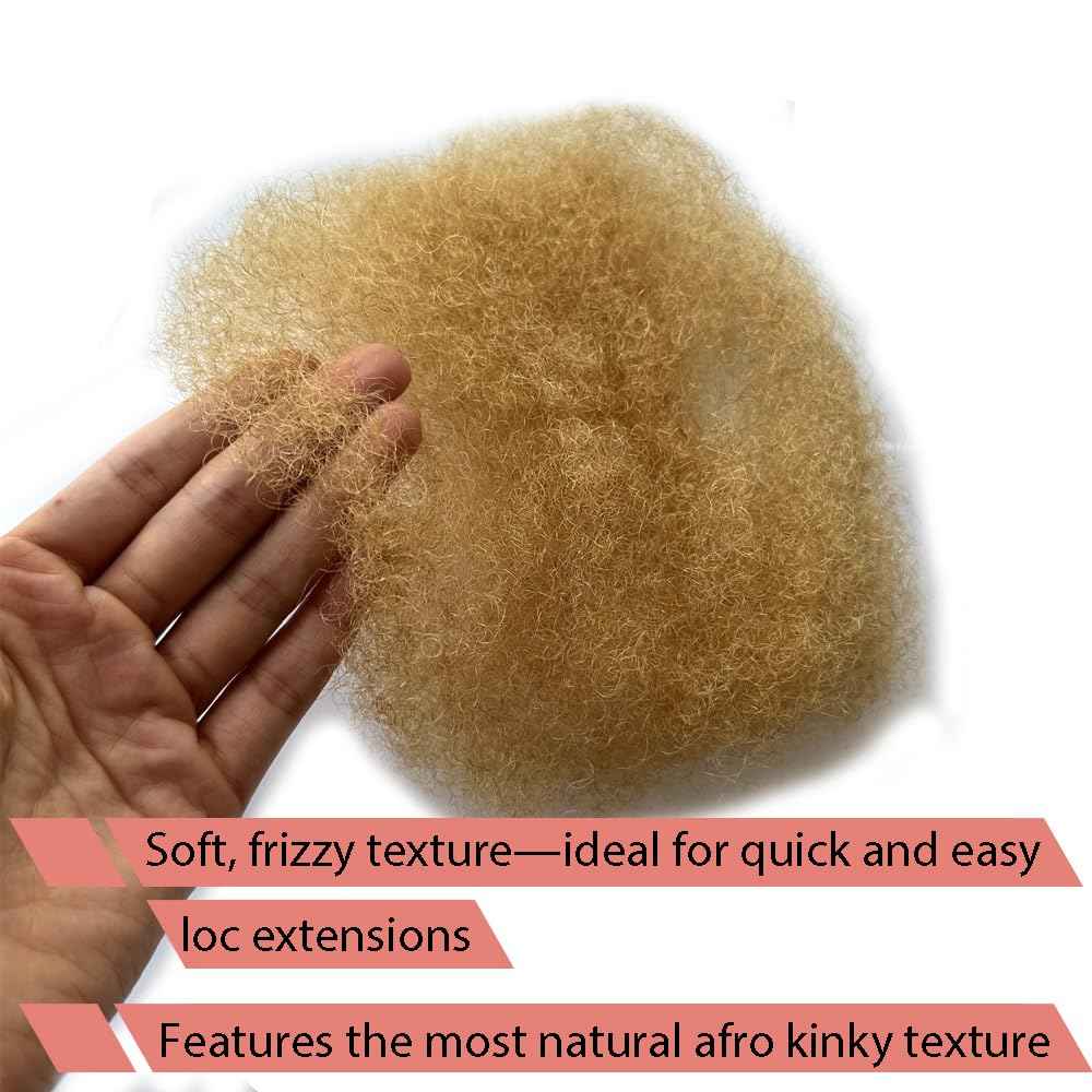 Tight Afro Kinky Human Hair for Dreadlocks,Ideal for Making Locs,Repair Extensions,Twist or Braids 2 Bundles/Package Honey Blonde #27 8inch
