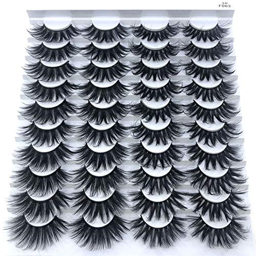 20 Pairs 25mm 3D Mink Lashes Bulk - Wispy Natural False Eyelashes