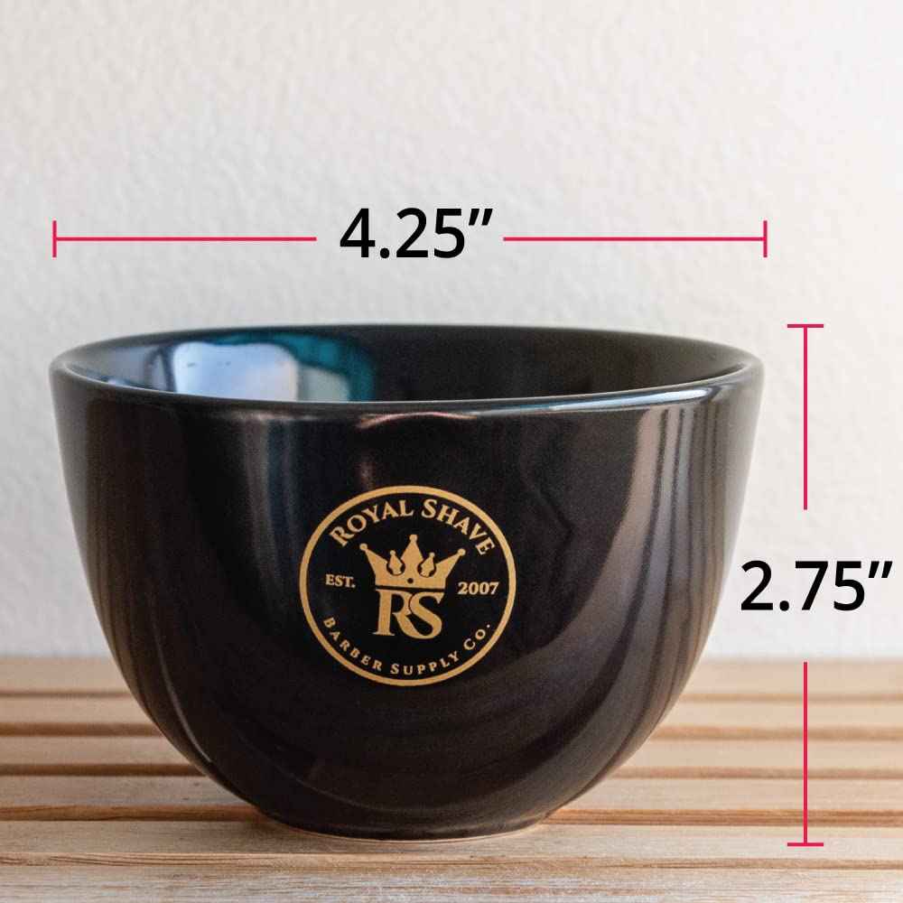 ROYAL SHAVE Ceramic Textured Shaving Bowl – Shave Soap & Shaving Cream Dish, Textured for Rich Lather – LARGE (Black)