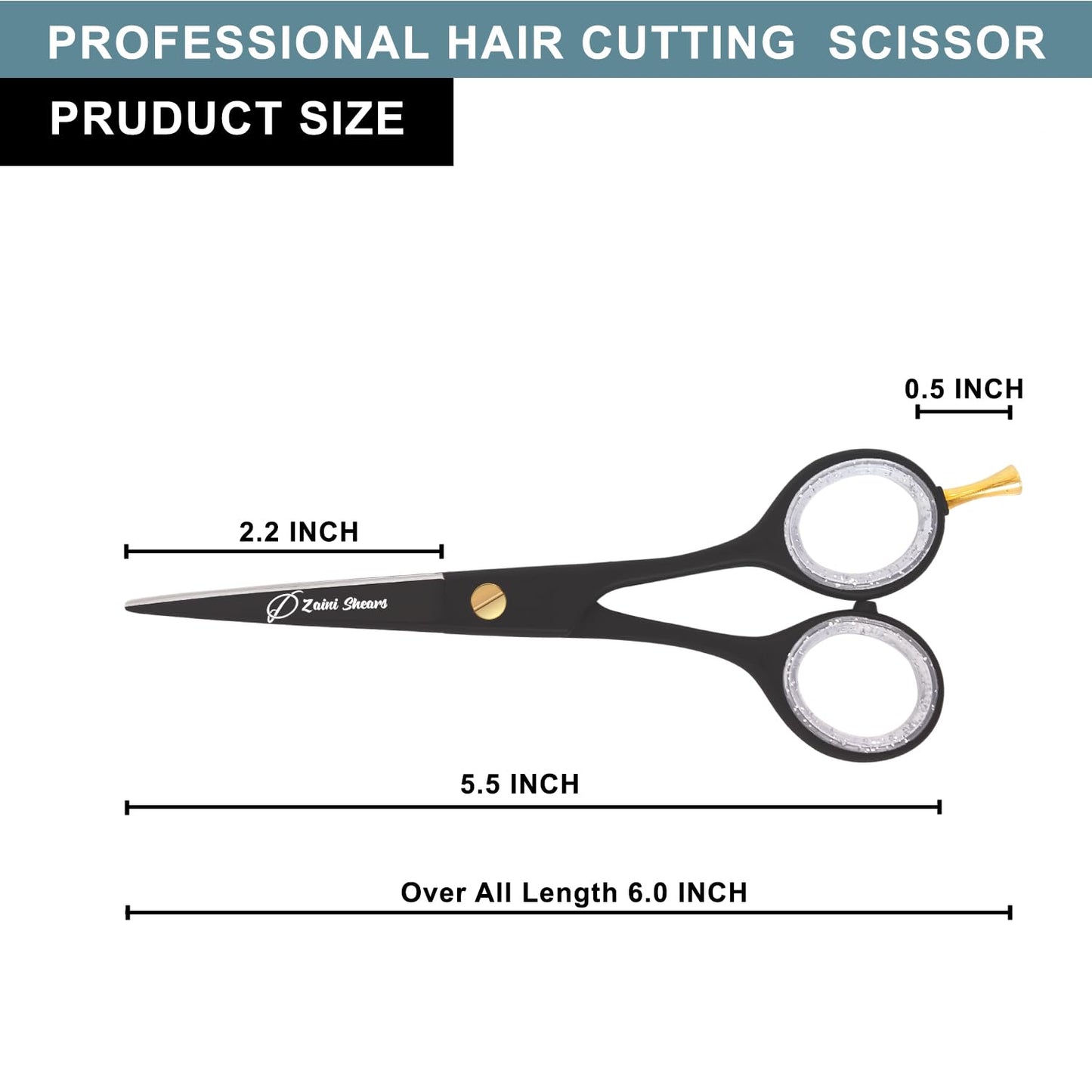 Hair Cutting Scissors Extremely Sharp Right-Hand Razor Edge - 5.5” Overall Length,Made of 420c Japanese Stainless Steel Salon Scissors Professional Barber Haircut Scissors (black gold, 5.5'')