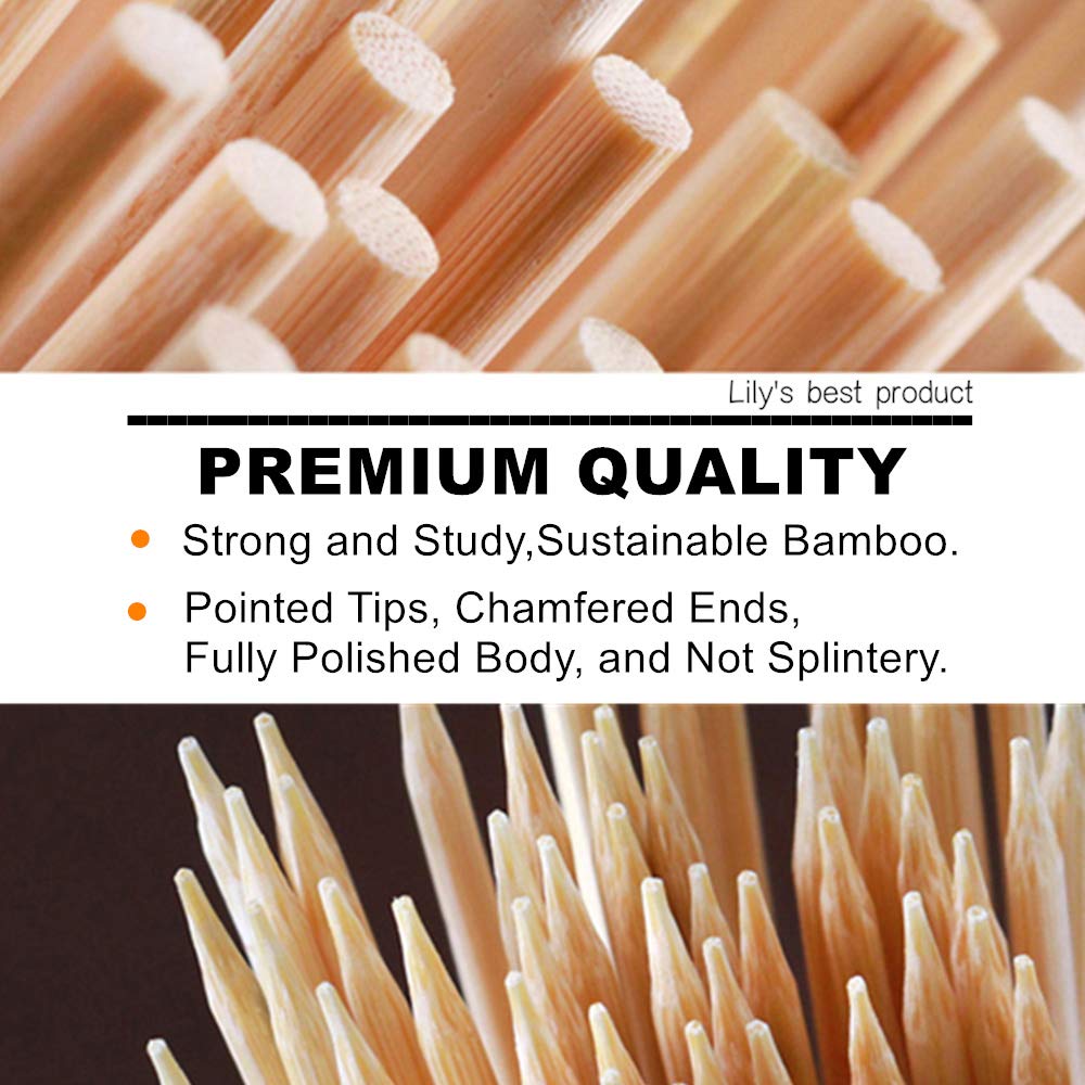 HOPELF 14" Natural Bamboo Skewers Sticks for BBQ，Kabob，Grilling，Barbecue，Kitchen，Roasting，Marshmallows，Plant Stakes，Crafting.Φ=4mm, More Size Choices 6"/8"/10"/12"/16"/30"(100 PCS)