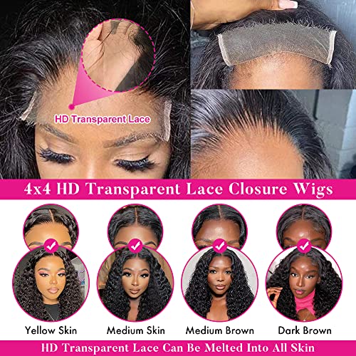 FIRIEYA Deep Wave Lace Front Wigs Human Hair 180% Density 18 Inch