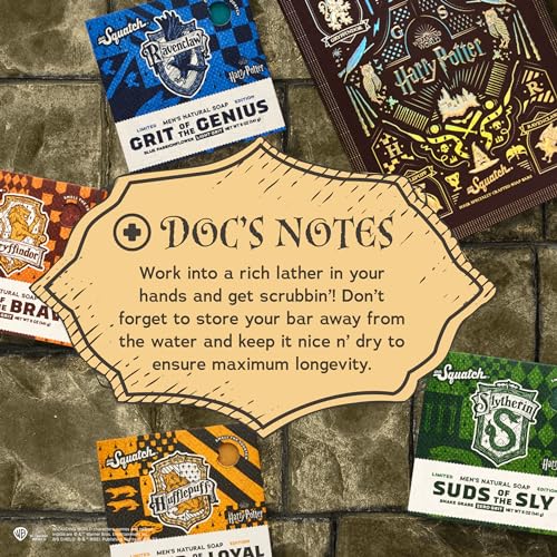 Dr. Squatch Harry Potter Collection with Collector's Box - Men's Natural Bar Soap 4 Pack Bundle and Collector's Box - Soap inspired by Gryffindor, Slytherin, Ravenclaw, and Hufflepuff