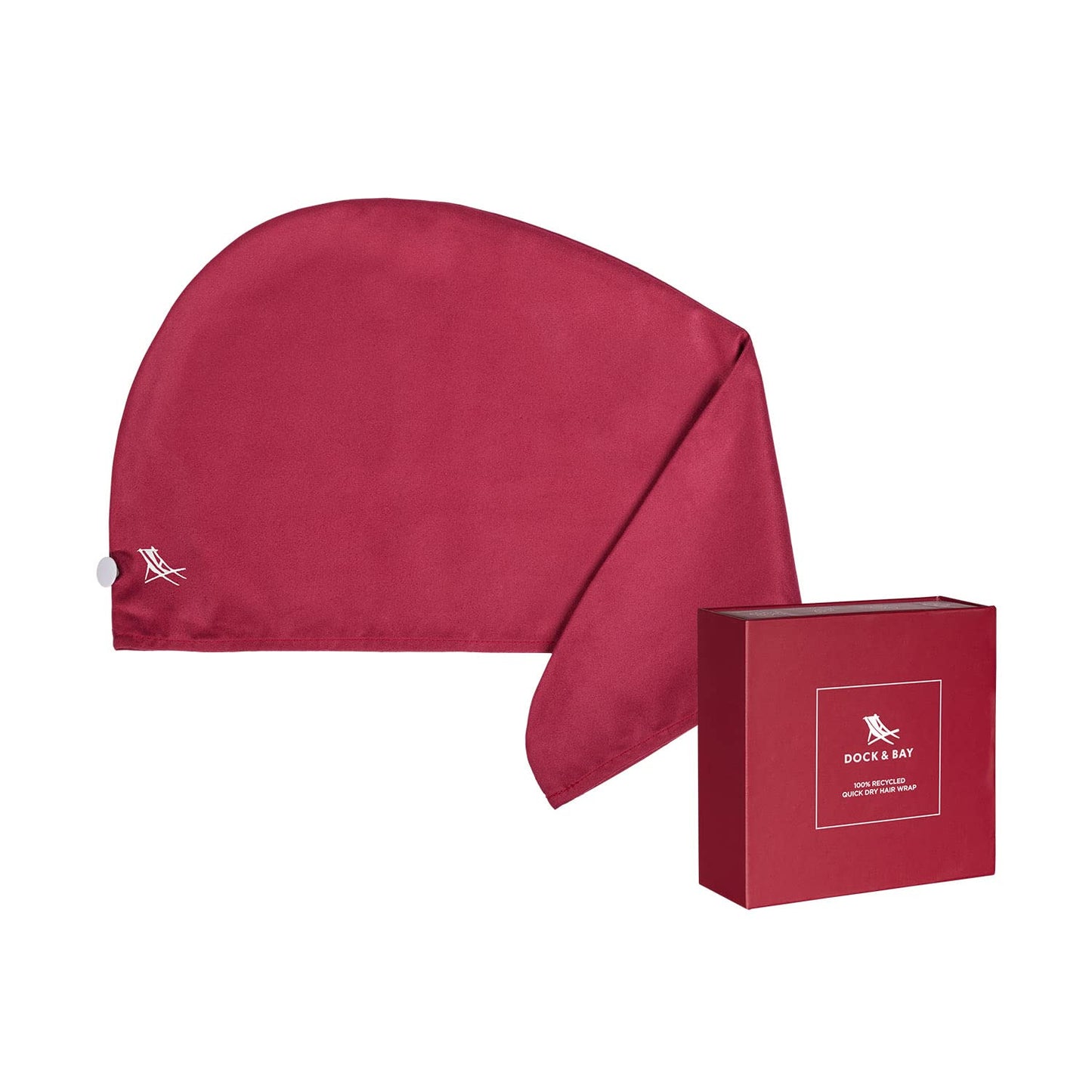 Dock & Bay Turban Hair Towel - for Home & The Beach - Super Absorbent, Quick Dry - Halong Burgundy, One Size