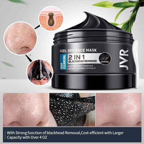 JVR Blackhead Remover Mask + Face Scrub for Men 9 oz+ Face Moisturizer Cream Anti Aging Cream, Charcoal Peel Off Black Mask, Facial Mask Purifying and Deep Cleansing for All Skin Types