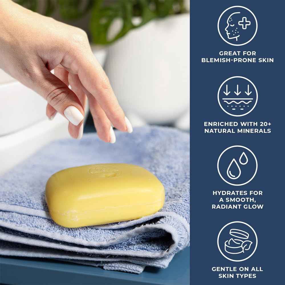 Natural Elephant Dead Sea Sulfur Soap 4.4 oz with Dead Sea Salt, Aloe Vera, Sulphur Face and Body Cleanser Bar for All Skin Types (3 Pack (13.2 oz Total))