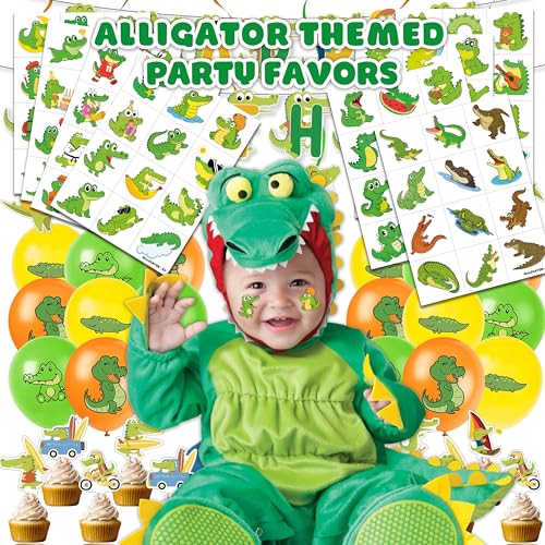 96 Piece Alligator Temporary Tattoos for Kids | Jungle Party Favors