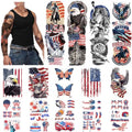 4th of July Temporary Tattoos Full Arm American Flag Fake Tattoo