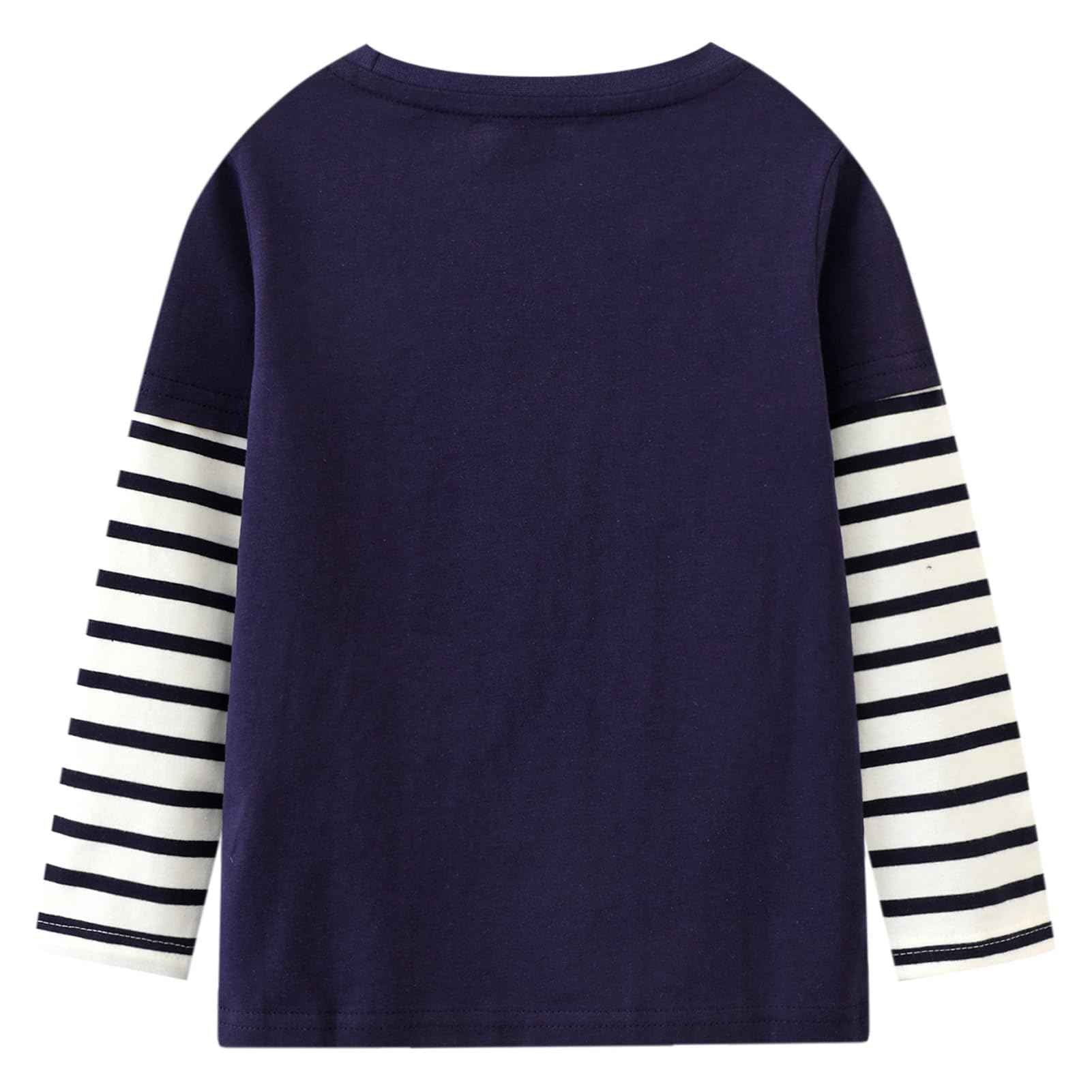 Frogwill Toddler Boys Dark Blue Rainbow Construction Vehicles Layered Tee (4T, Dark Blue)