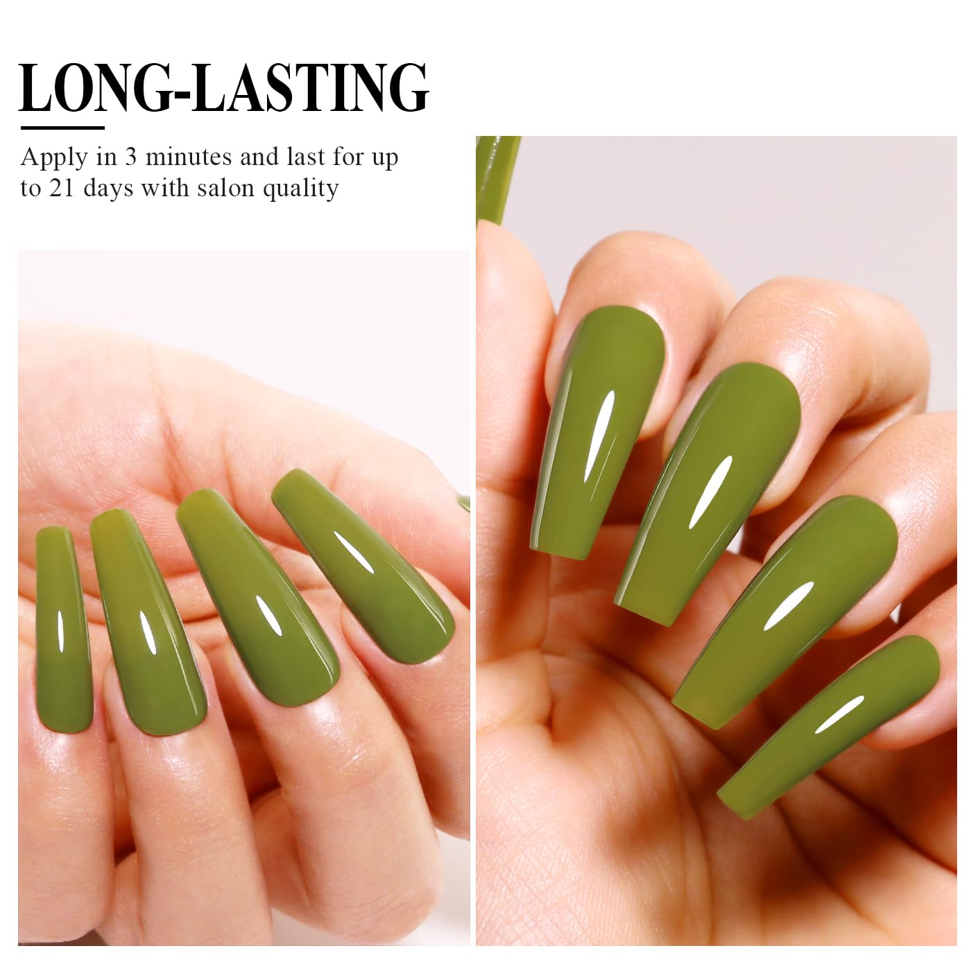 Imtiti Green Gel Nail Polish, 15ML Olive Green Gel Polish Soak Off LED UV Nail Gel Polish Autumn Winter Gel Nail Polish DIY Nail Art Starter Manicure Salon Gel Nail Kit