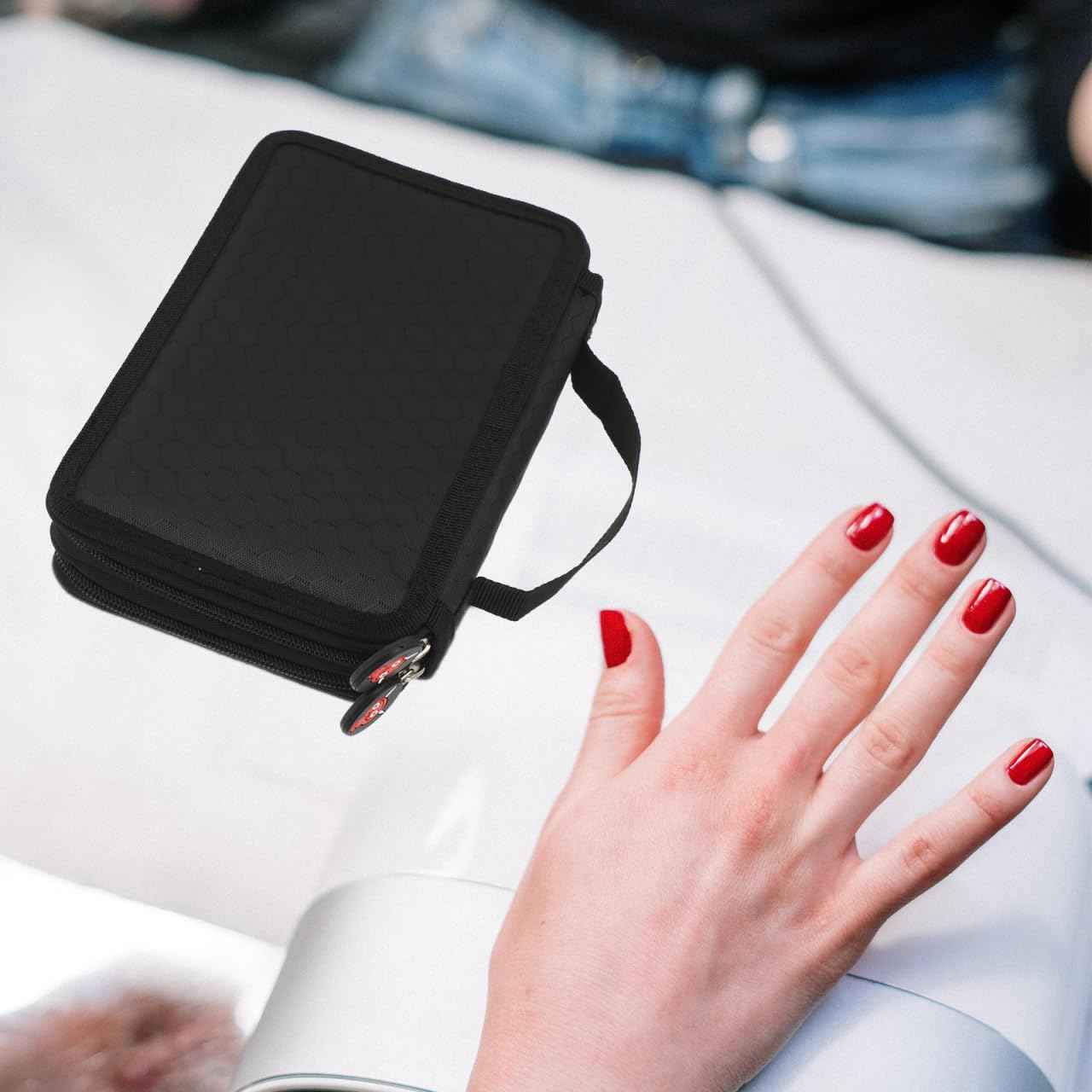 DOITOOL Nail Kit Travel Nail Polish Organizer Makeup Organizer Case Art Brush Case Manicure Tool Makeup Brush Holder Travel Cosmetic Storage Bag Fabric Japanese-style Tool Holder