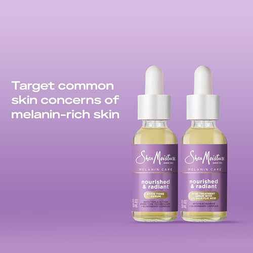 SheaMoisture Melanin Care Even Tone Serum Nourished & Radiant for Clearing & Smooth Complexion, with Triple-Action Even Tone +Elderberry Complex, 1 fl oz