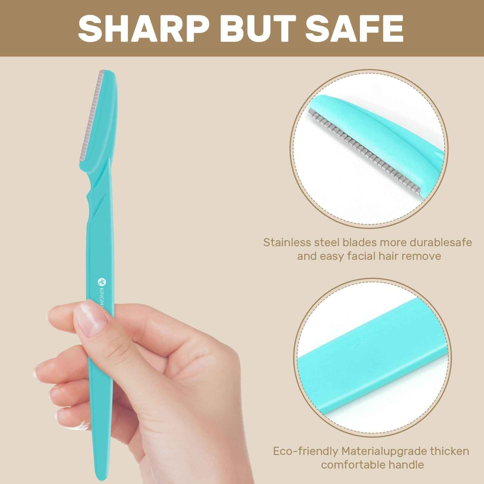 KINGMAS 10Pcs Tweezers Set for Women Facial Hair, Precision Tweezer for Eyebrows with Curved Scissor and Eyebrow Razor for Ingrown Hair with Case