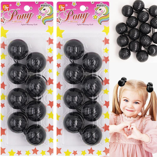 8 Pcs Large Ponytail Holders with Balls - Bubble Twinbead Hair Ties for Girls, Toddlers Hair Accessories (Black)