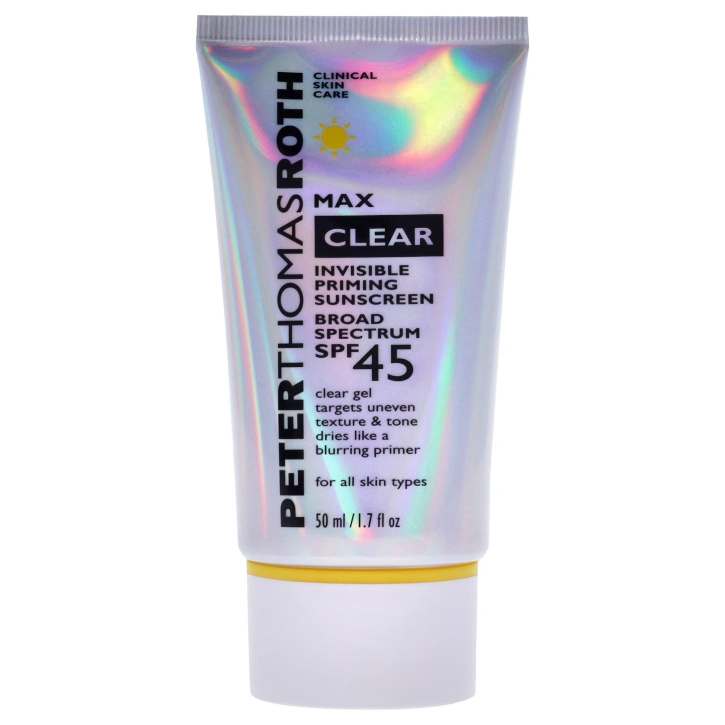 Peter Thomas Roth | Max Clear Invisible Priming Sunscreen Broad Spectrum SPF 45 | Makeup Primer with SPF, Water-Resistant Sunscreen Gel with Silky Finish, 1.7 fl. oz.